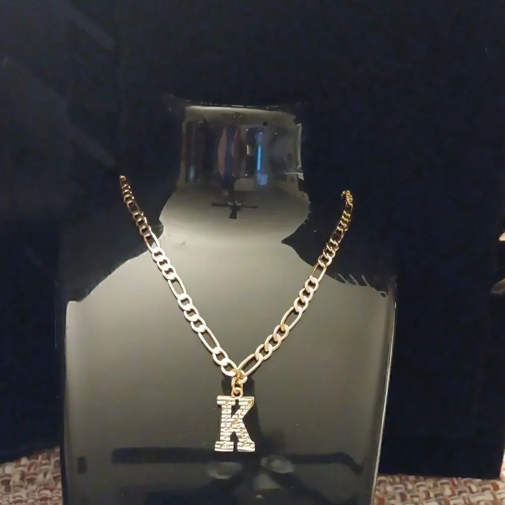 FOCALOOK 18K GP Capital K Pendant Necklace New In Box